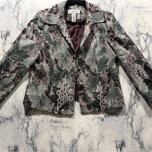 Sag Harbor Green and Mauve Floral Jacquard Blazer